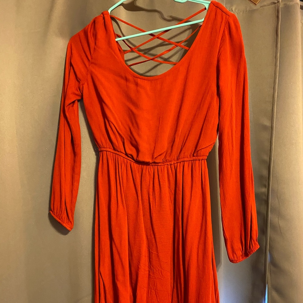 Red long sleeve dress